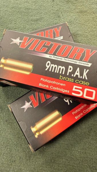 Victory - Knallpatronen, Kal. 9mm P.A.K. - Messing