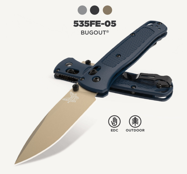 Benchmade 535FE-05 - BUGOUT - Crater Blue Grivory